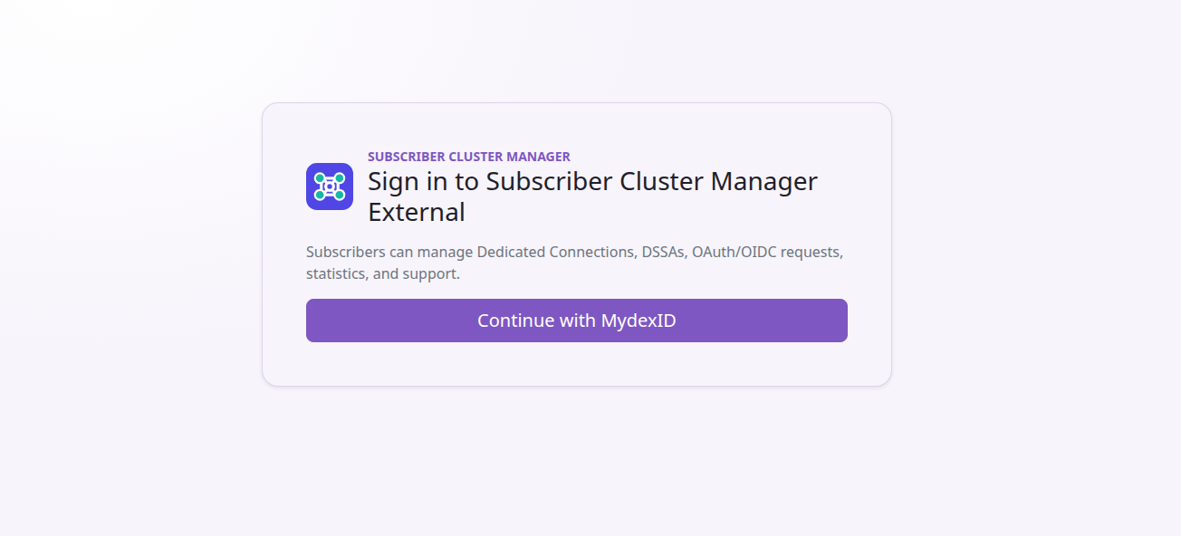 subscriber cluster manager login page screenshot